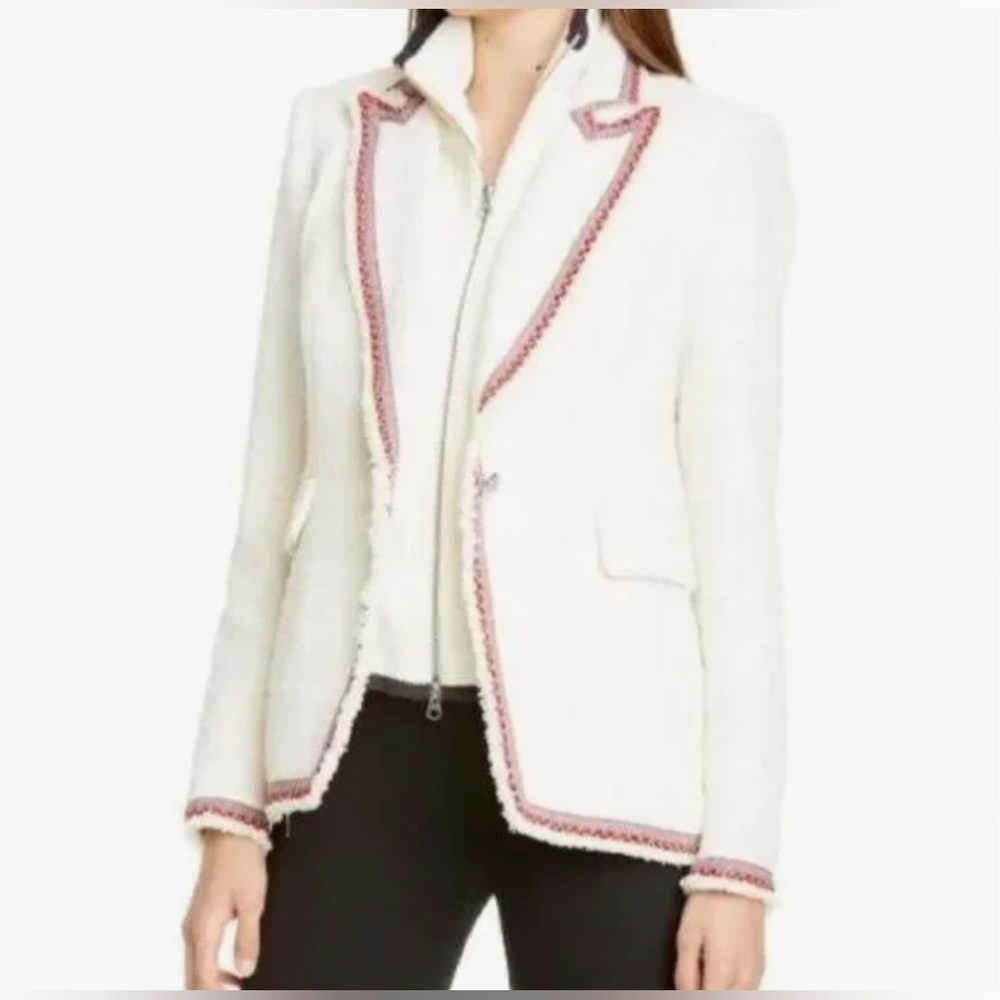 Veronica Beard Cutaway Dickey Blazer Ivory  Size 2